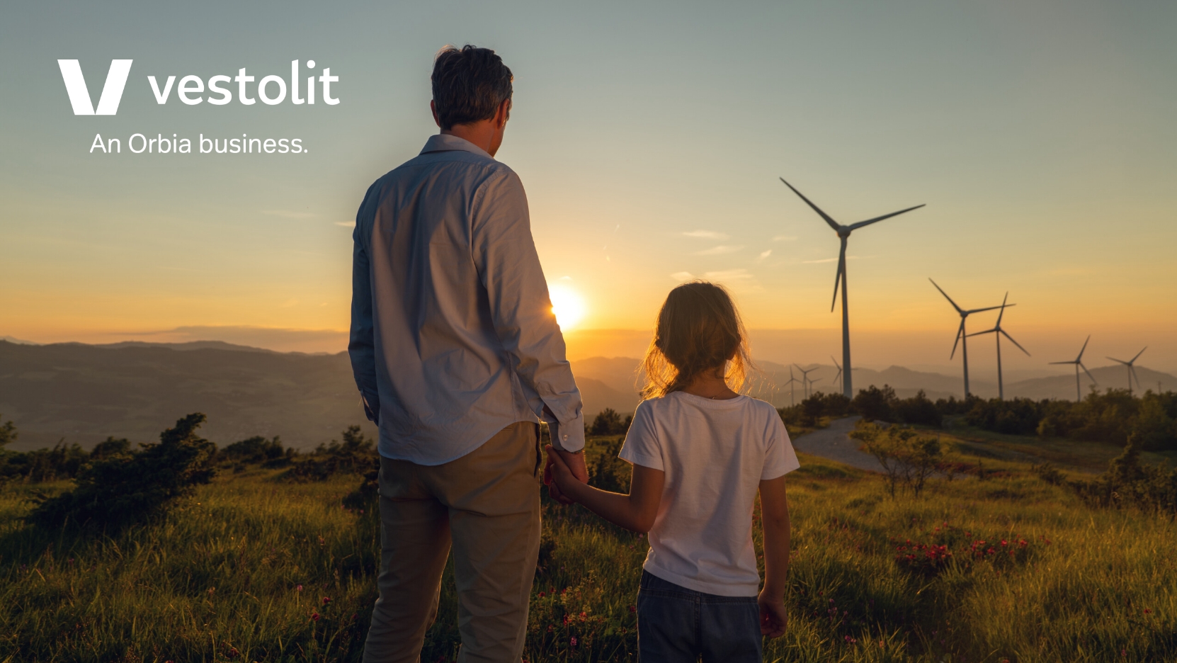 vestolit image of man and child in field of sunshine